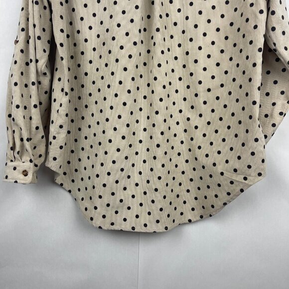Love Potion Polka Dot Corduroy Long Sleeve Button Up Size Large - Picture 9 of 12